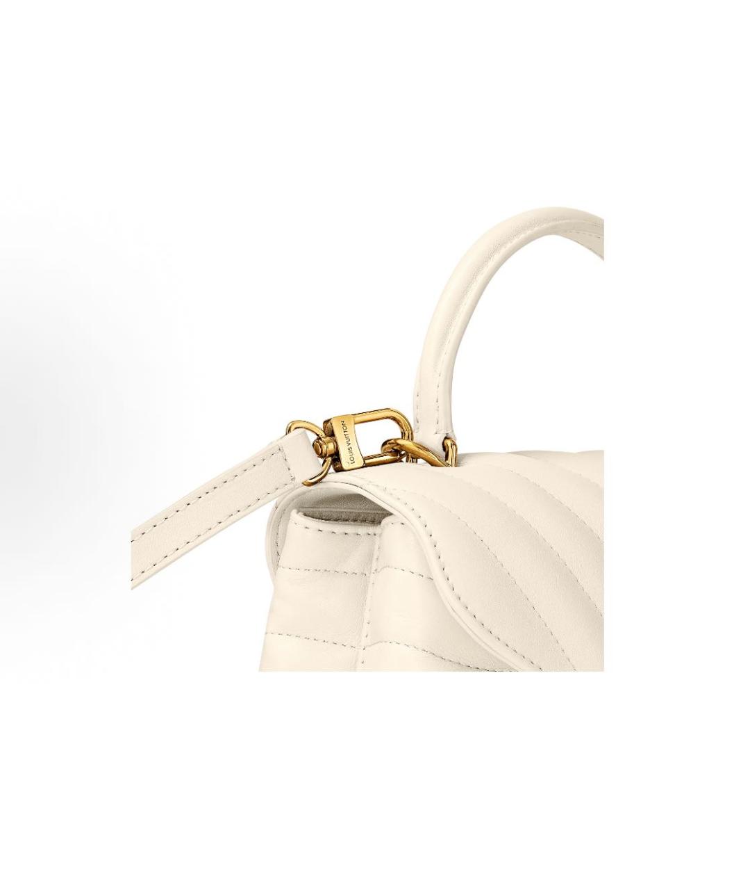 LOUIS VUITTON Белая кожаная сумка с короткими ручками, фото 5