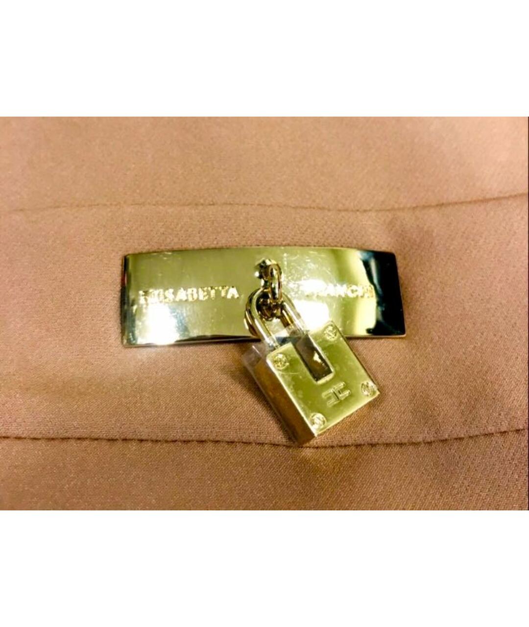 ELISABETTA FRANCHI Бежевое вискозное повседневное платье, фото 5