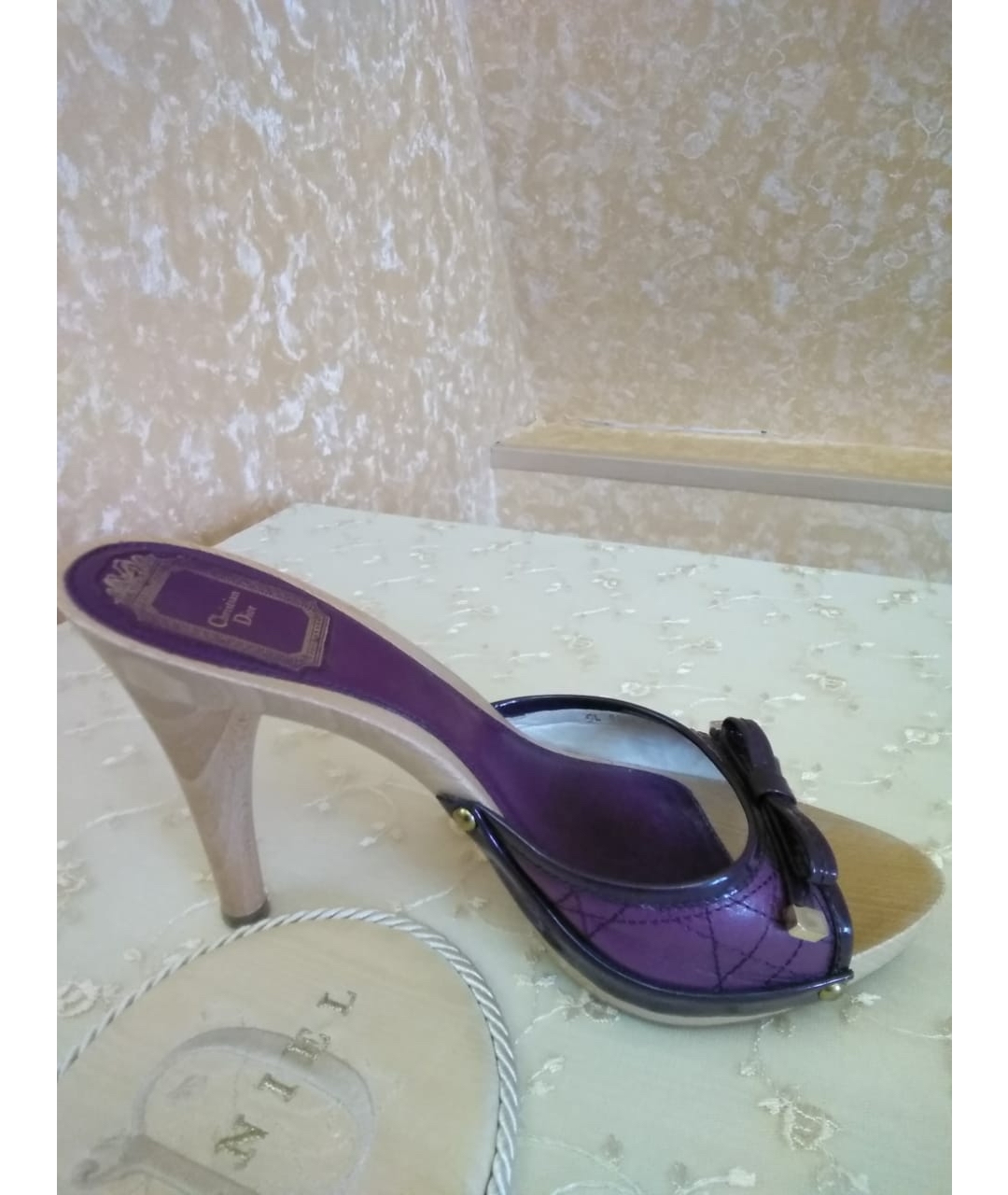 CHRISTIAN DIOR PRE-OWNED Фиолетовые кожаные мюли, фото 6