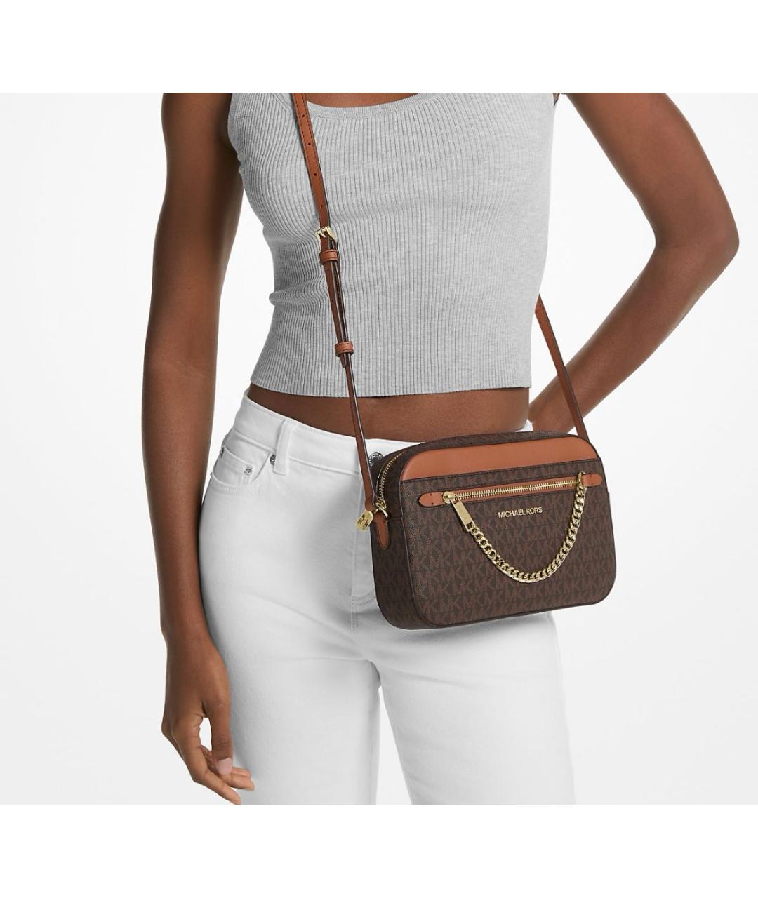 MICHAEL KORS Коричневая сумка через плечо из искусственной кожи, фото 3