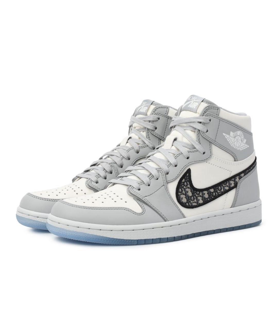 NIKE Серые кожаные высокие кроссовки / кеды, фото 4