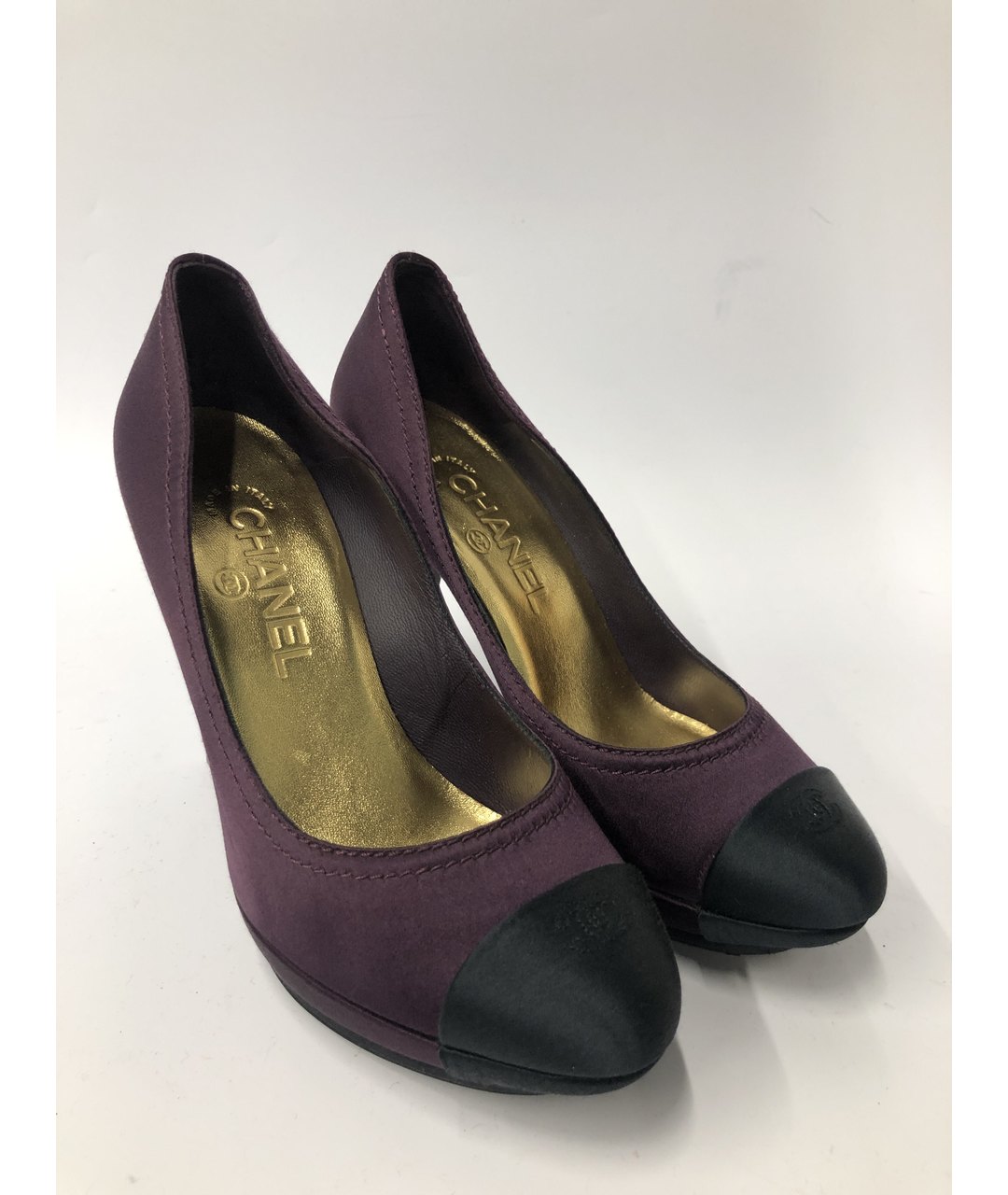 CHANEL PRE-OWNED Фиолетовые текстильные туфли, фото 5