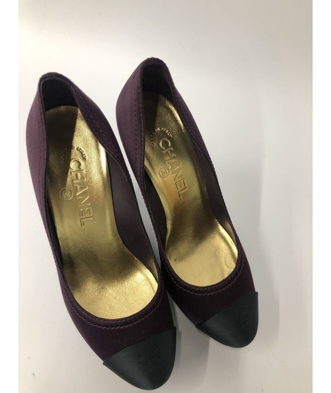 CHANEL PRE-OWNED Фиолетовые текстильные туфли, фото 2