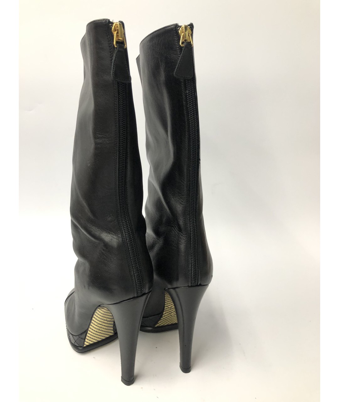 CHANEL PRE-OWNED Черные кожаные сапоги, фото 5