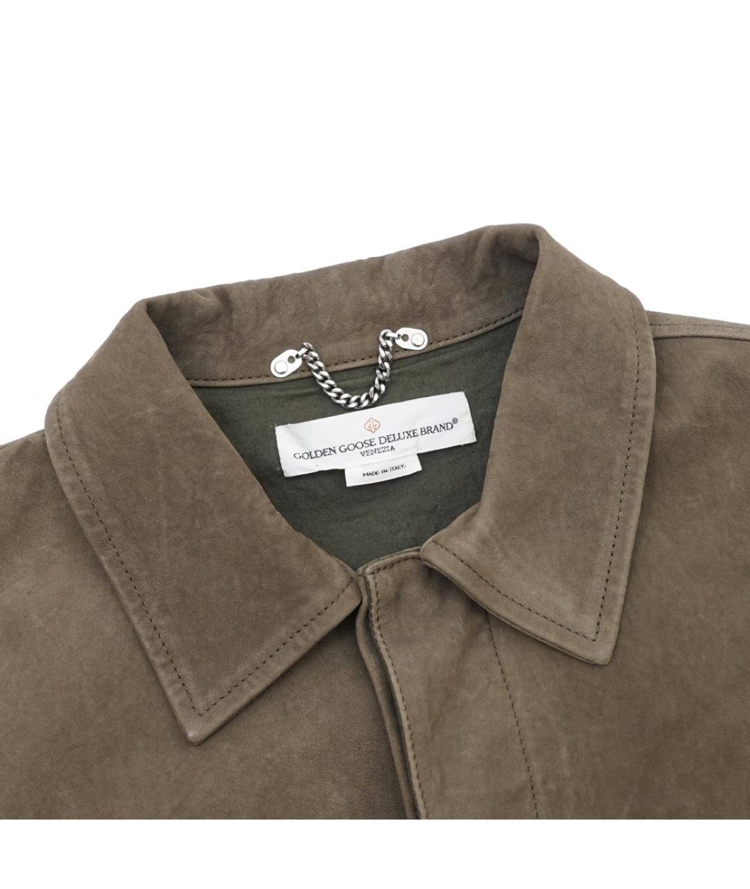 GOLDEN GOOSE DELUXE BRAND Хаки кожаная куртка, фото 2