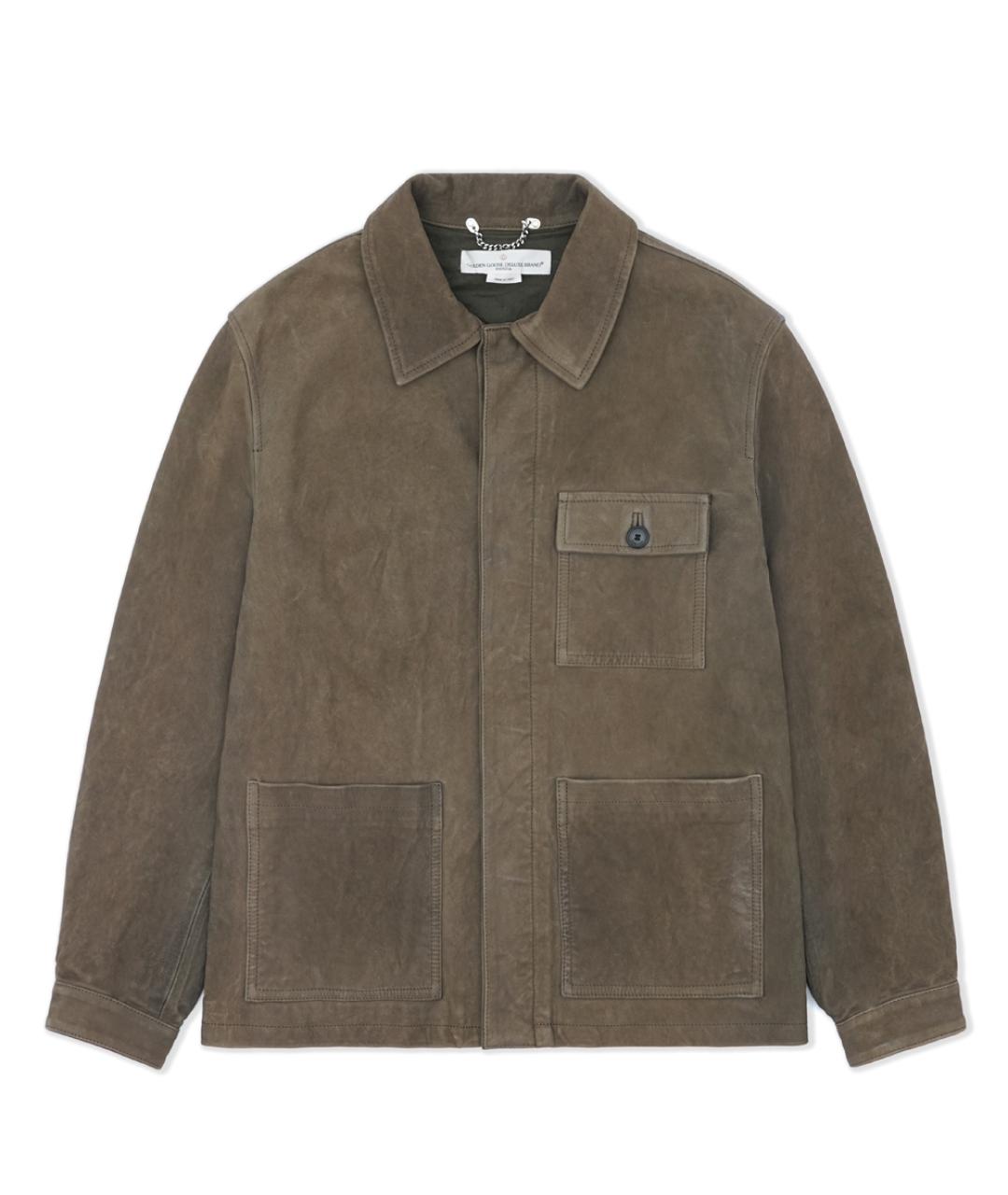 GOLDEN GOOSE DELUXE BRAND Хаки кожаная куртка, фото 1