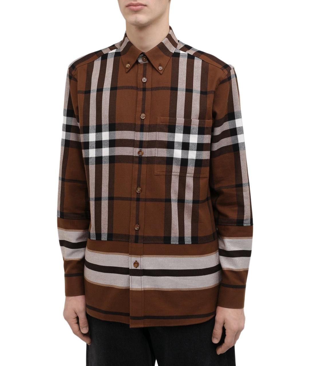 BURBERRY Коричневая хлопковая кэжуал рубашка, фото 7