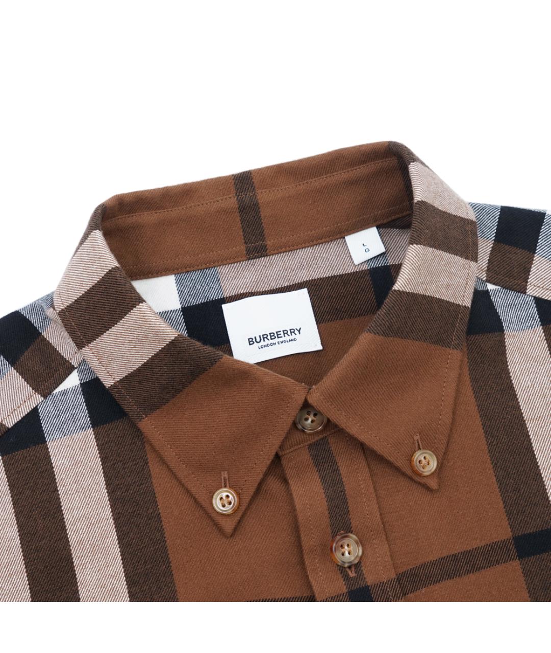 BURBERRY Коричневая хлопковая кэжуал рубашка, фото 2