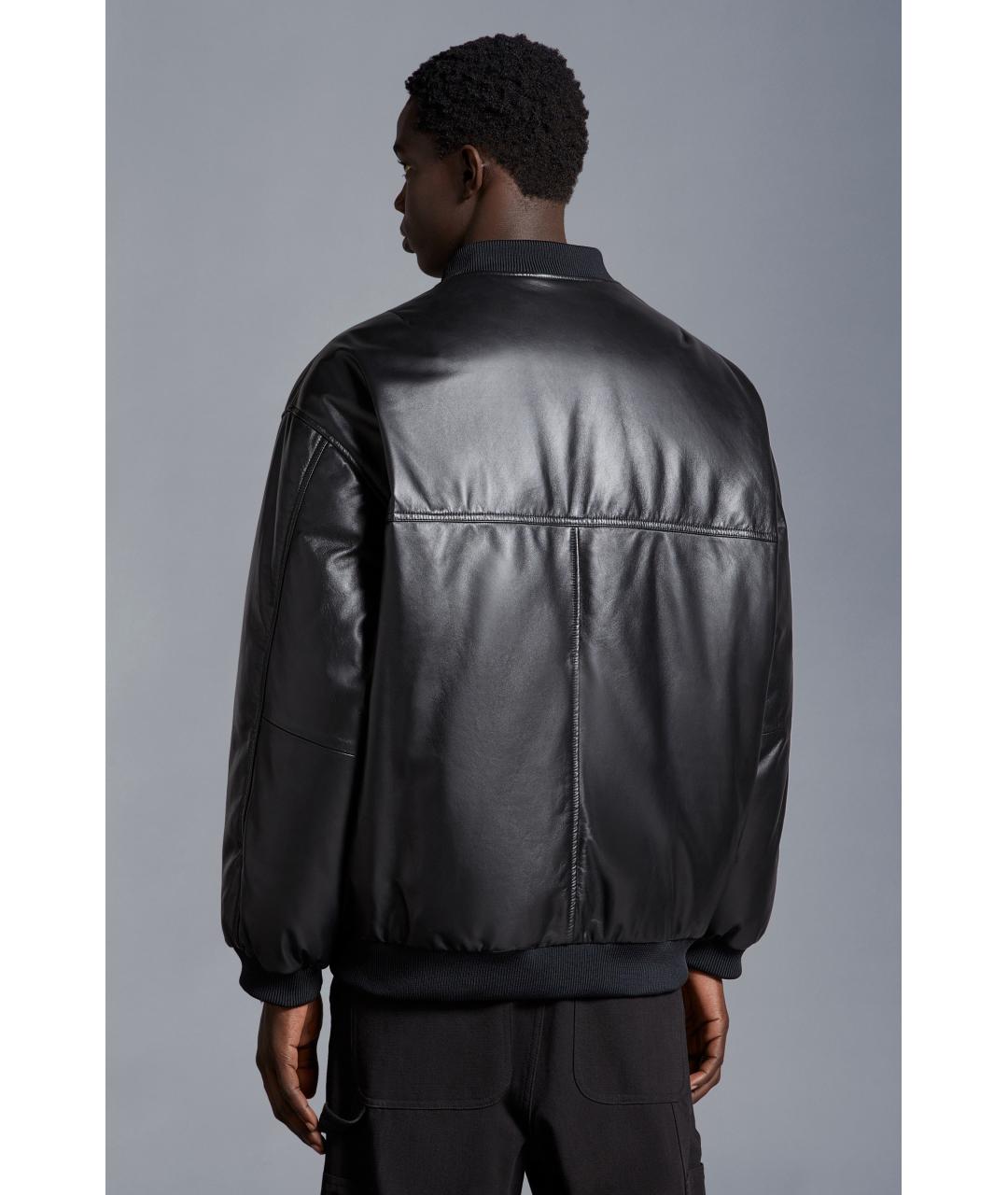 MONCLER Черный кожаный пуховик, фото 7