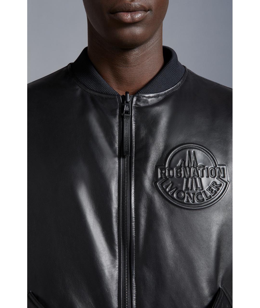 MONCLER Черный кожаный пуховик, фото 6
