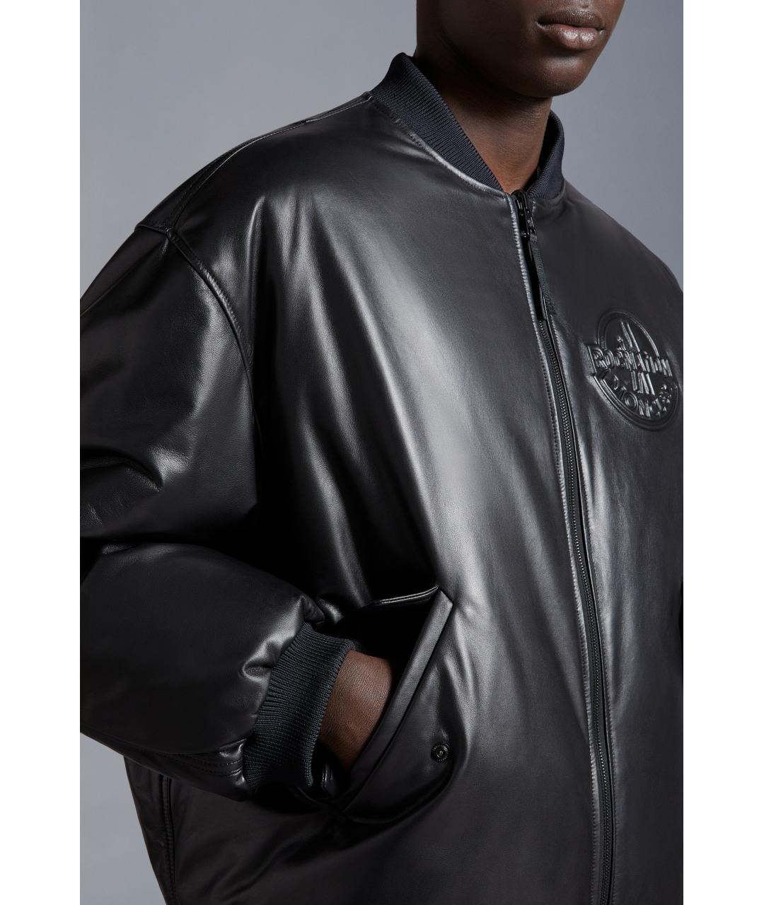 MONCLER Черный кожаный пуховик, фото 8