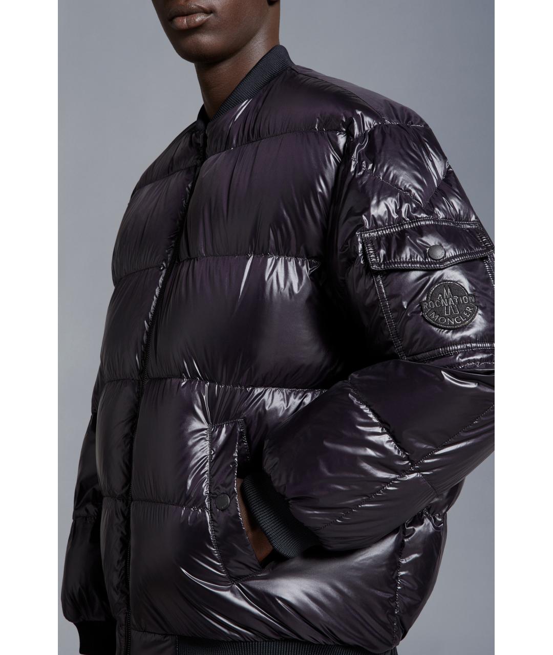 MONCLER Черный кожаный пуховик, фото 9