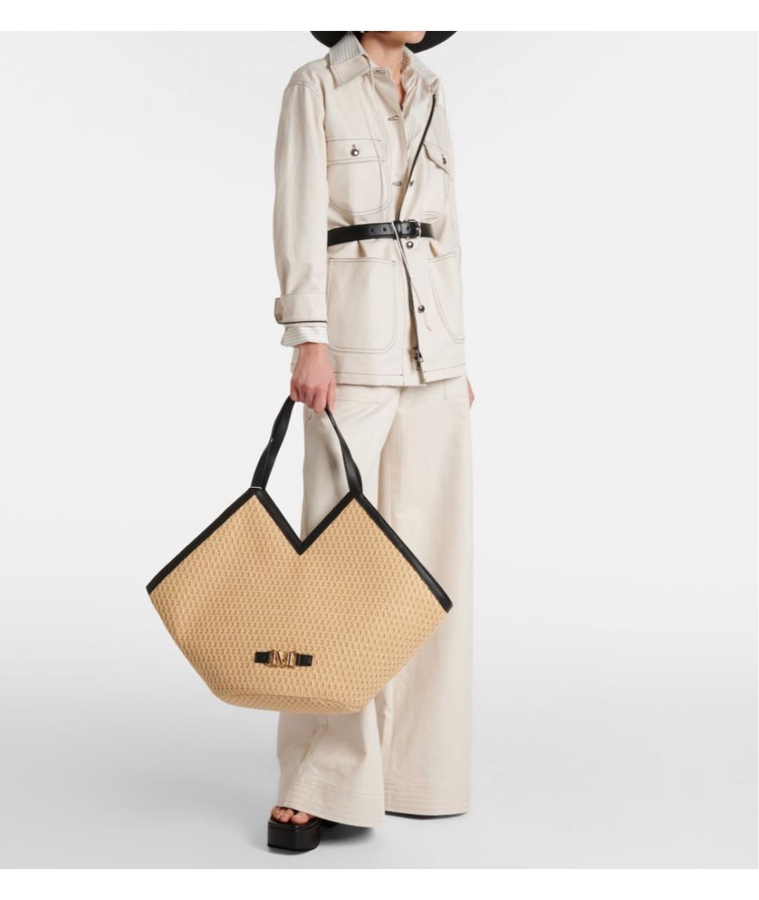 MAX MARA Бежевая пляжная сумка, фото 5