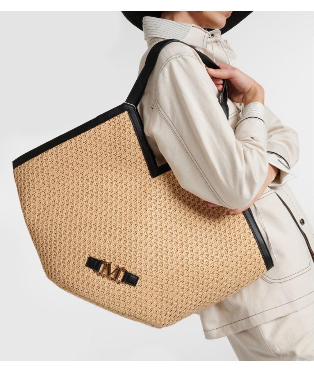MAX MARA Бежевая пляжная сумка, фото 4