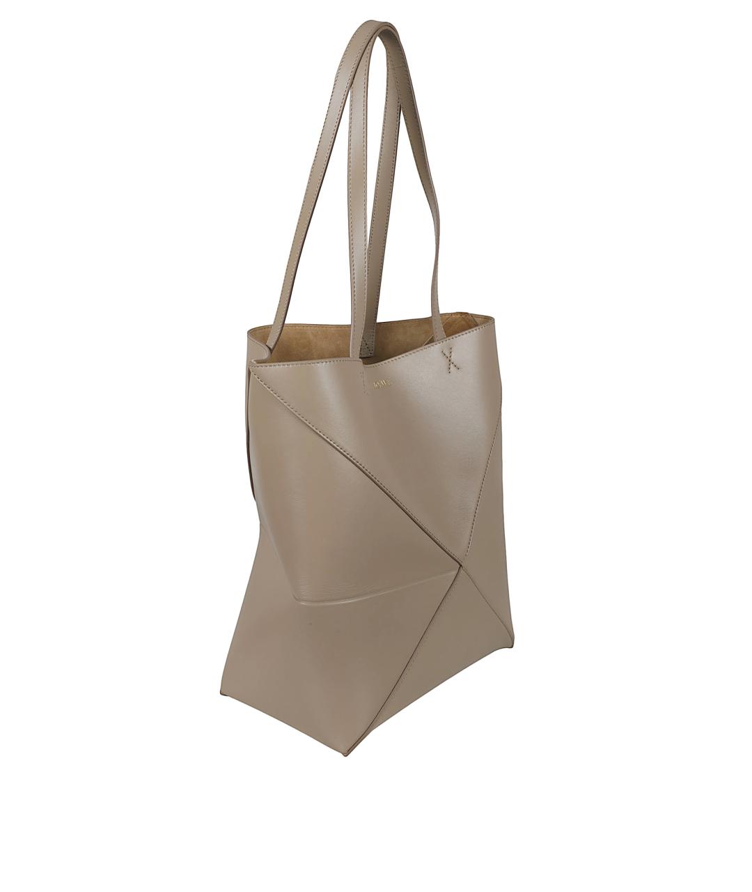 LOEWE Бежевая кожаная сумка тоут, фото 3