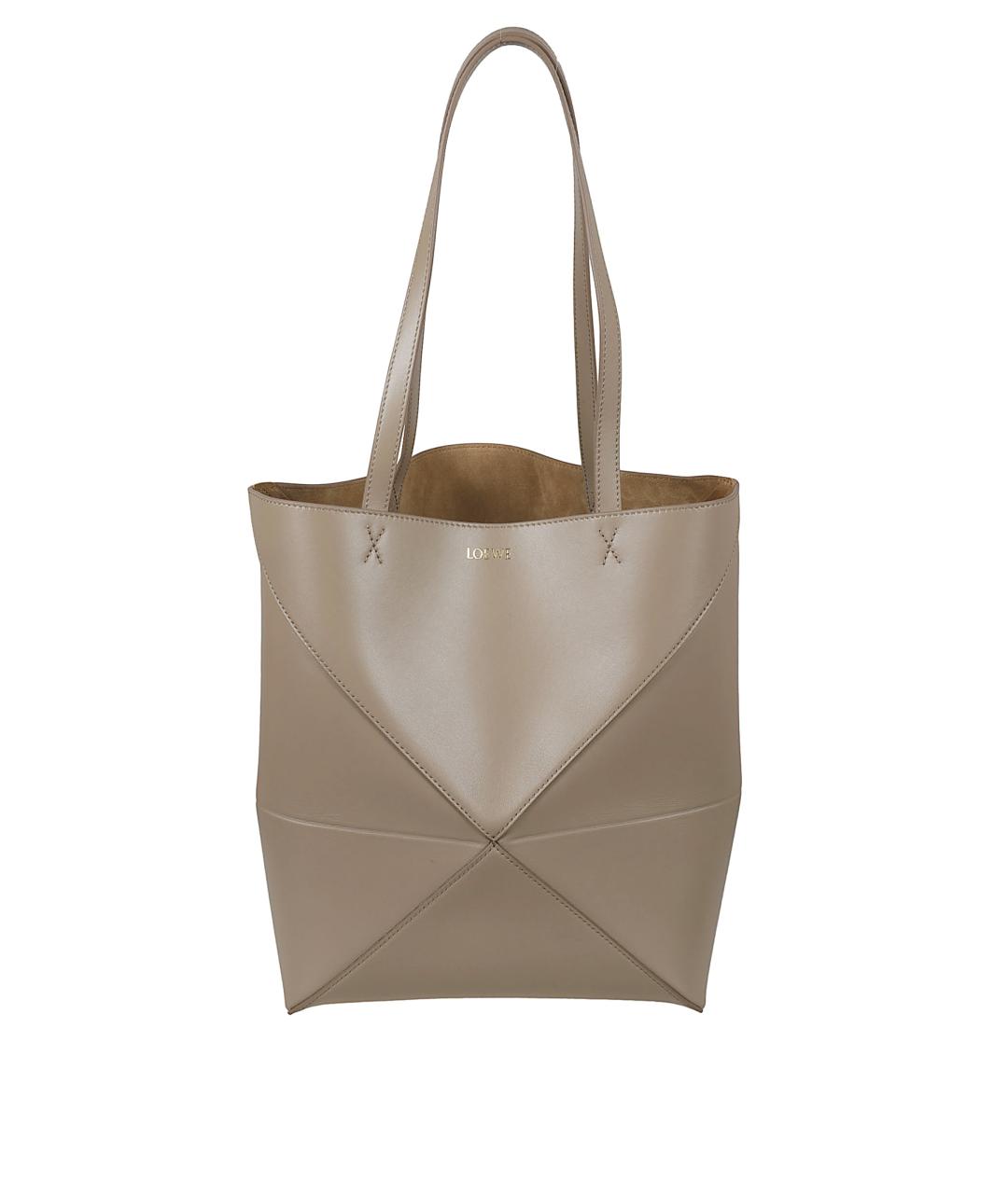 LOEWE Бежевая кожаная сумка тоут, фото 1
