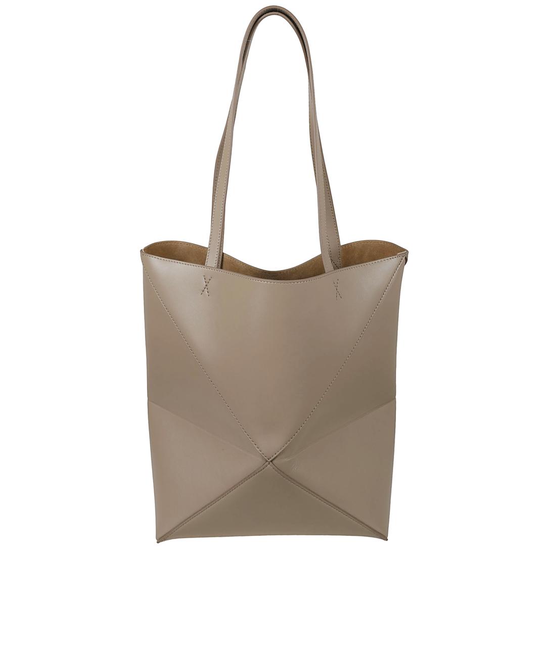 LOEWE Бежевая кожаная сумка тоут, фото 2