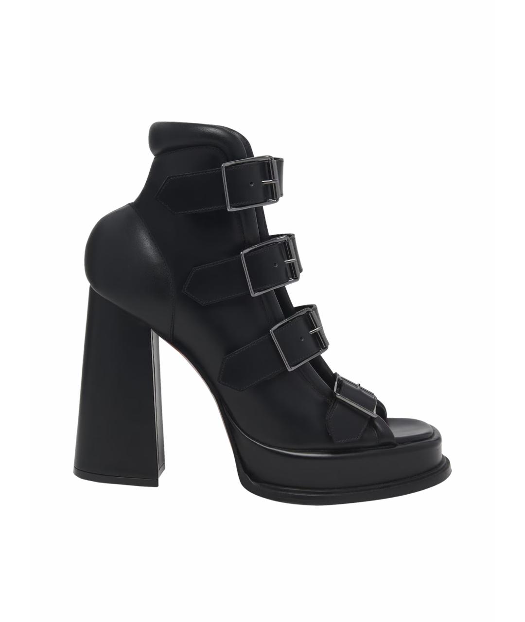 ALEXANDER MCQUEEN Черные кожаные босоножки, фото 1