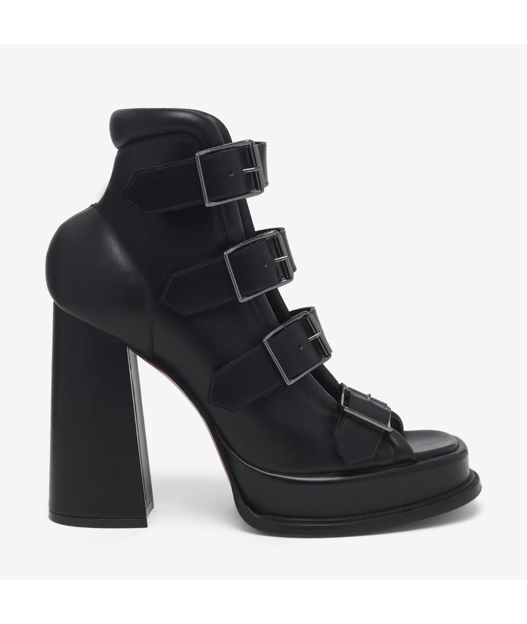 ALEXANDER MCQUEEN Черные кожаные босоножки, фото 6