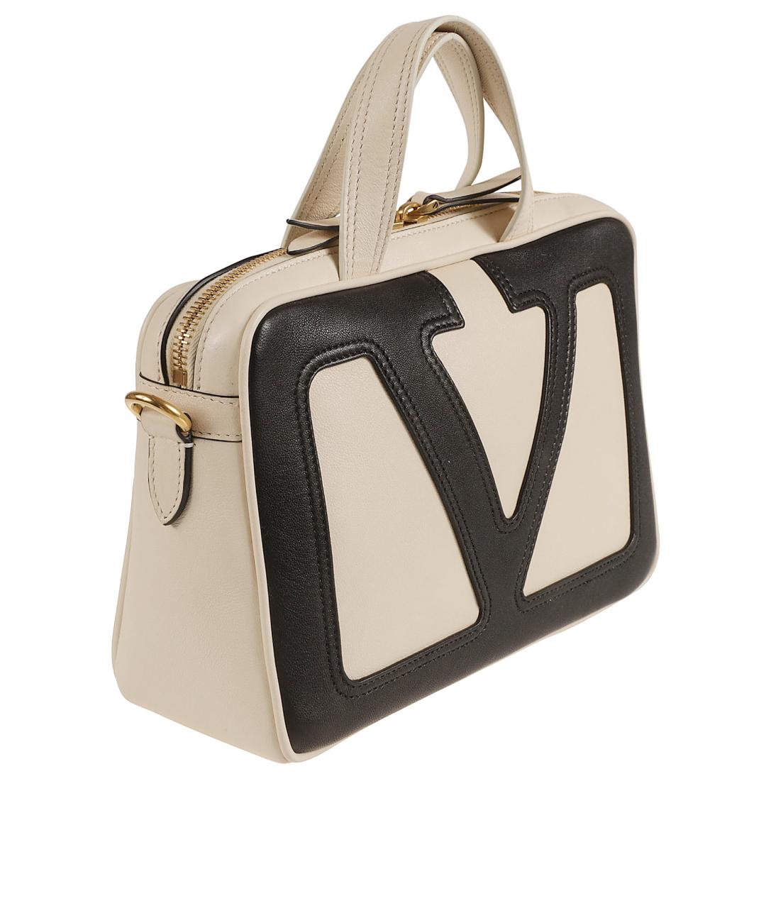 VALENTINO Бежевая кожаная сумка тоут, фото 3