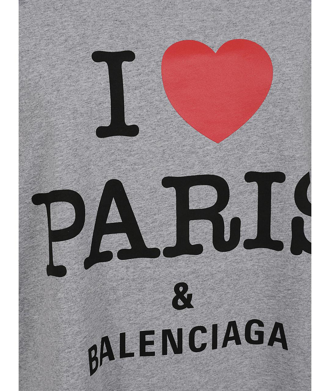 BALENCIAGA Серая хлопковая футболка, фото 2
