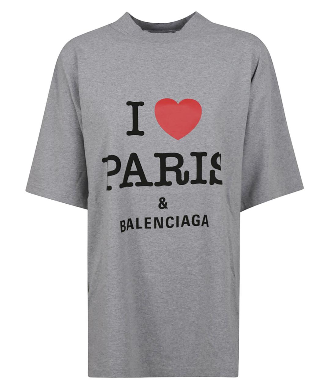 BALENCIAGA Серая хлопковая футболка, фото 1