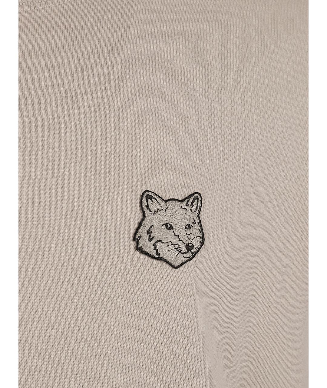 MAISON KITSUNE Бежевая хлопковая футболка, фото 2