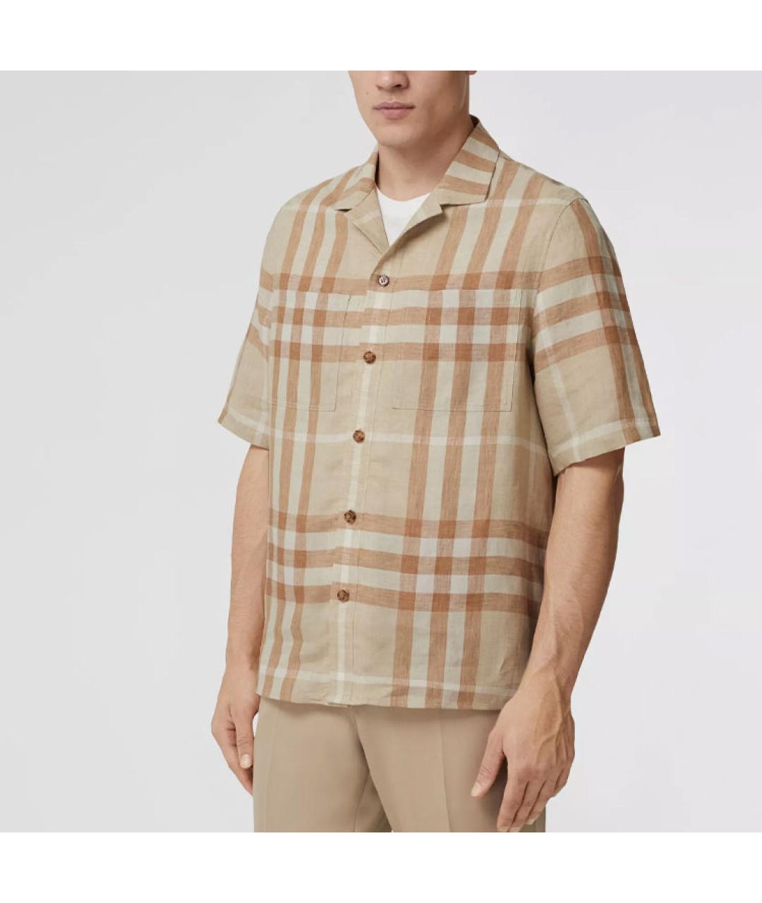 BURBERRY Бежевая хлопковая кэжуал рубашка, фото 4