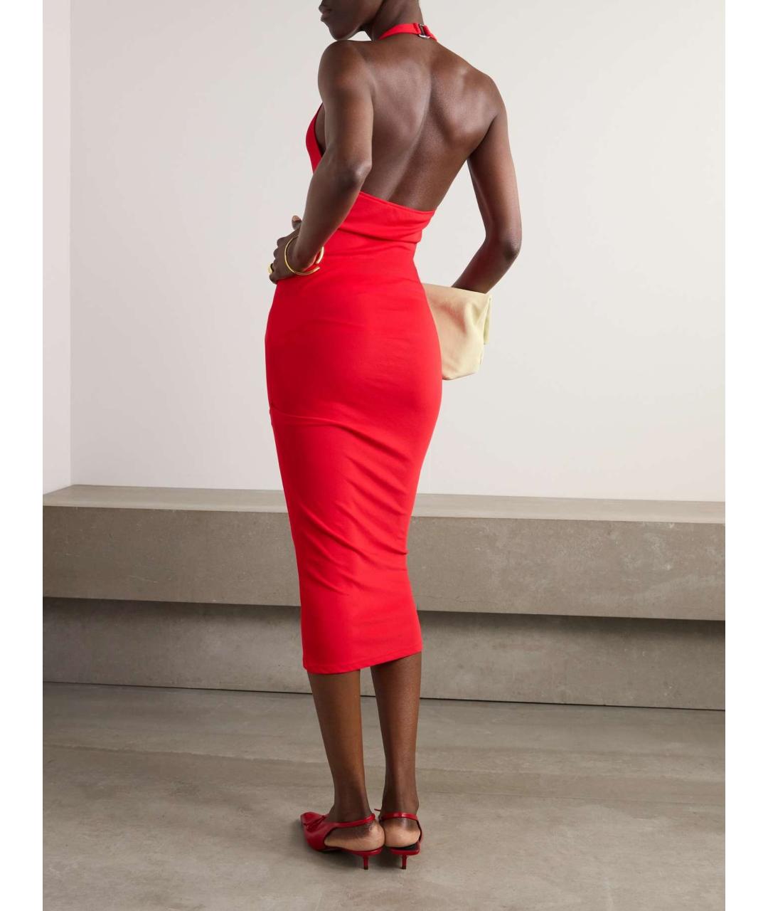 JACQUEMUS Красное вискозное коктейльное платье, фото 5