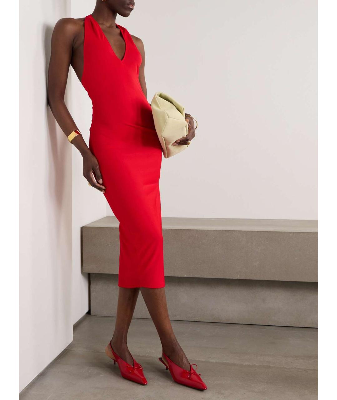 JACQUEMUS Красное вискозное коктейльное платье, фото 4