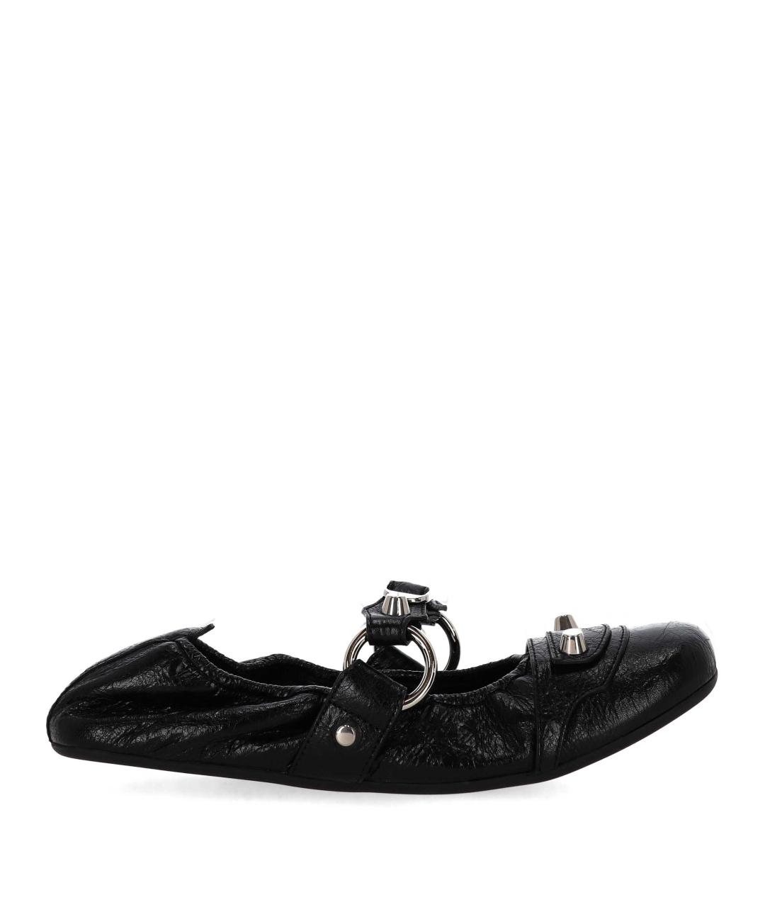 BALENCIAGA Черные кожаные балетки, фото 1