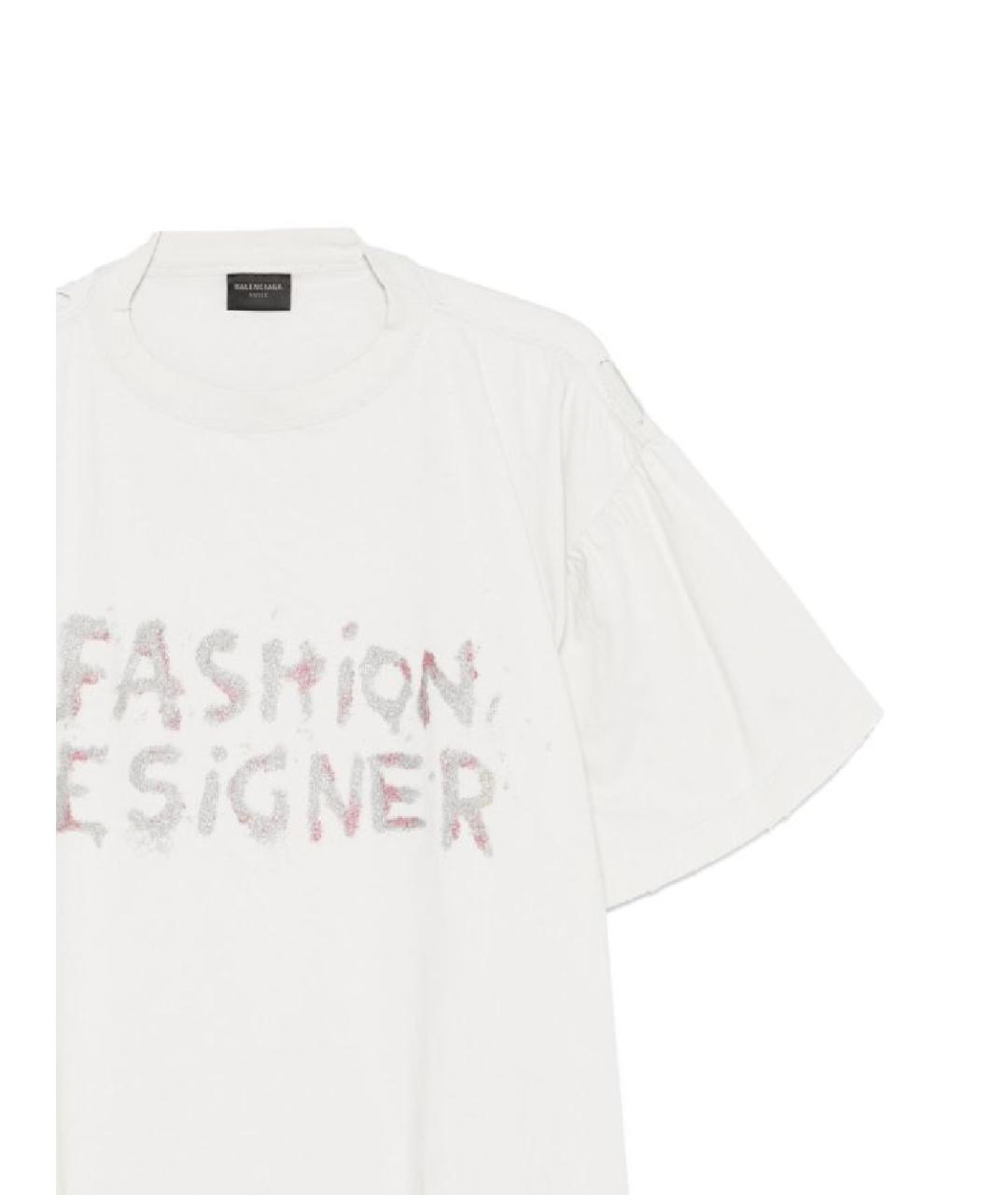 BALENCIAGA Белая хлопковая футболка, фото 2