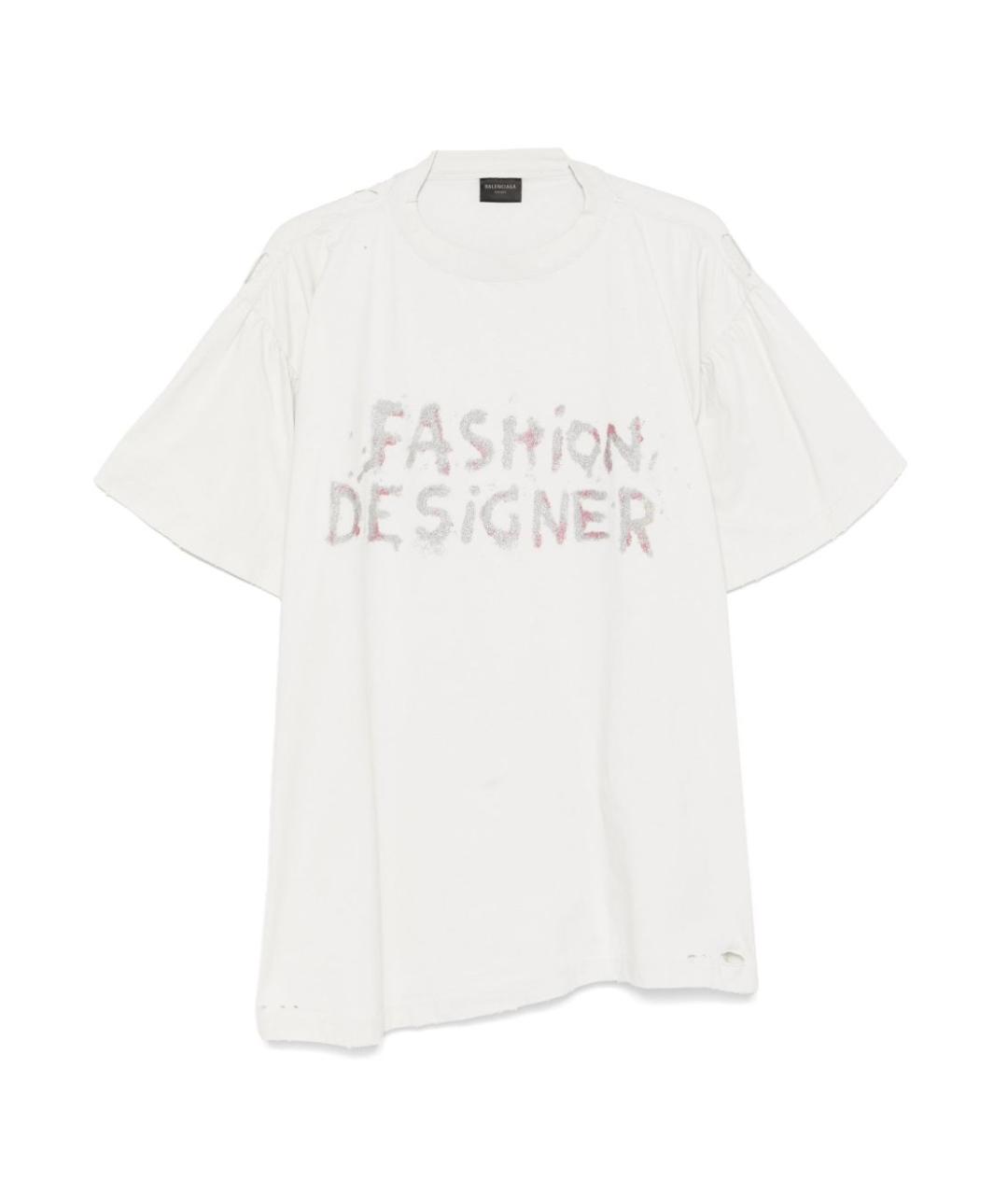 BALENCIAGA Белая хлопковая футболка, фото 1
