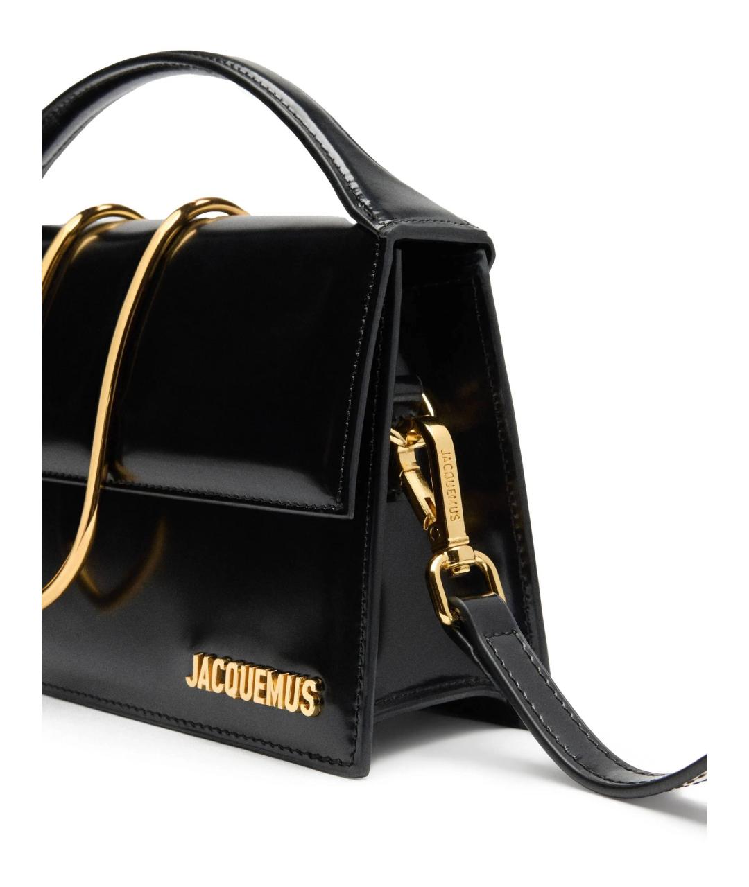 JACQUEMUS Черная кожаная сумка с короткими ручками, фото 4