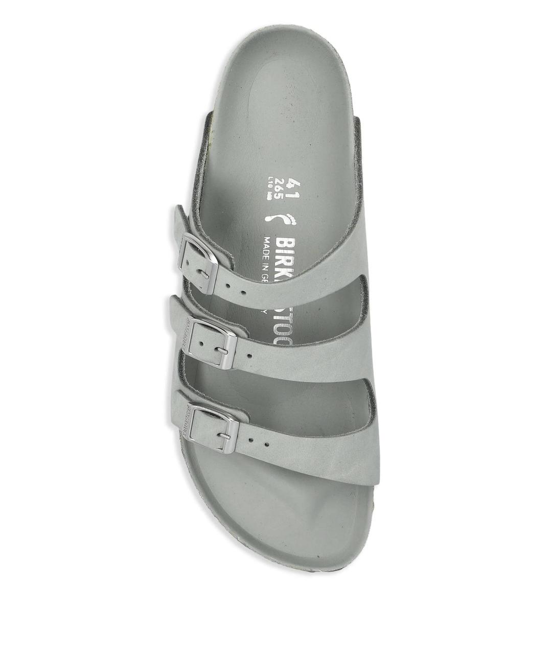 BIRKENSTOCK Зеленые кожаные шлепанцы, фото 4
