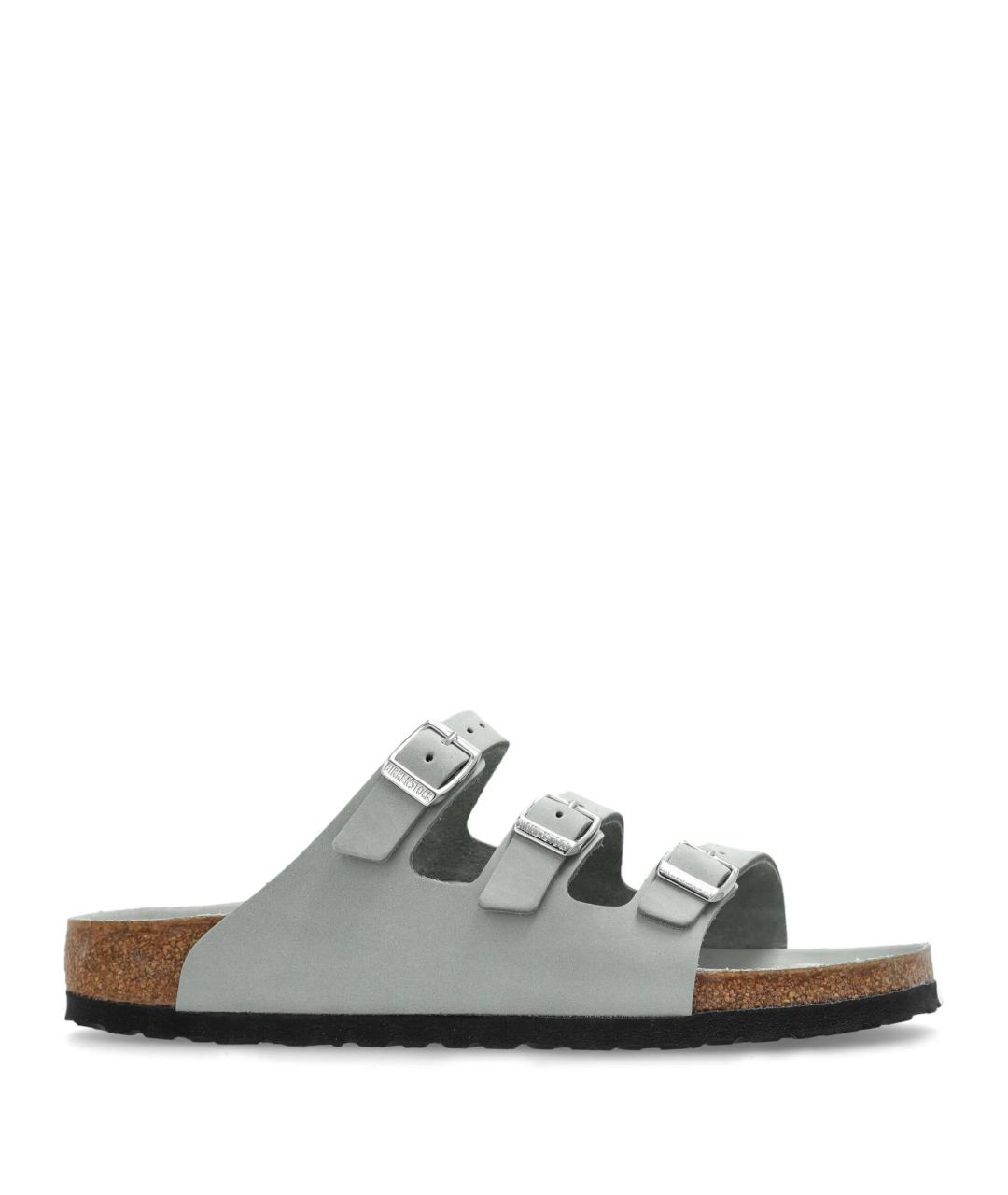 BIRKENSTOCK Зеленые кожаные шлепанцы, фото 1