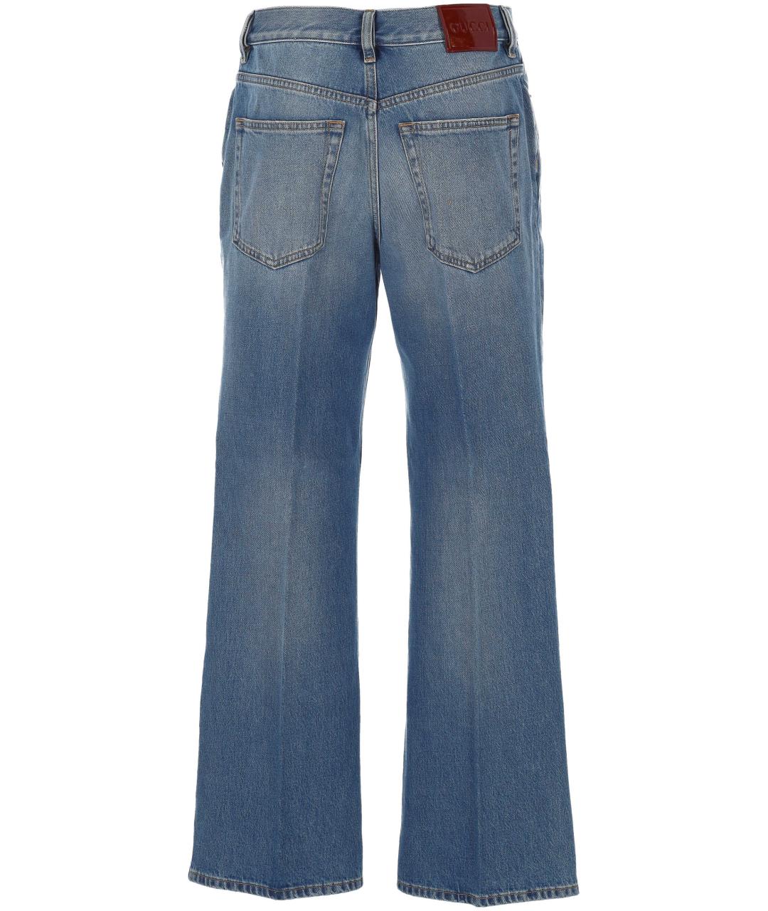 GUCCI Голубые хлопковые джинсы клеш, фото 3