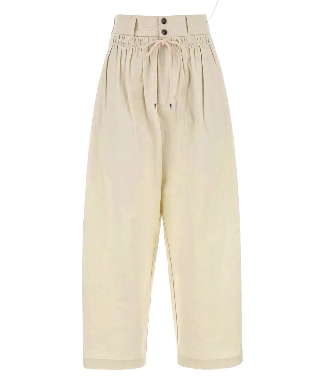 ISABEL MARANT Бежевые хлопковые прямые брюки, фото 1
