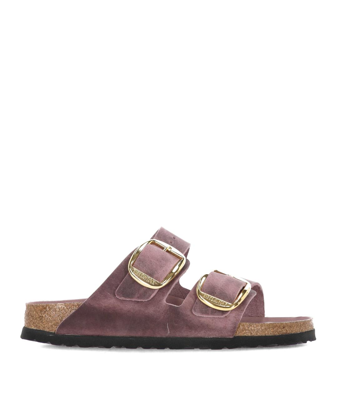 BIRKENSTOCK Фиолетовые кожаные шлепанцы, фото 1