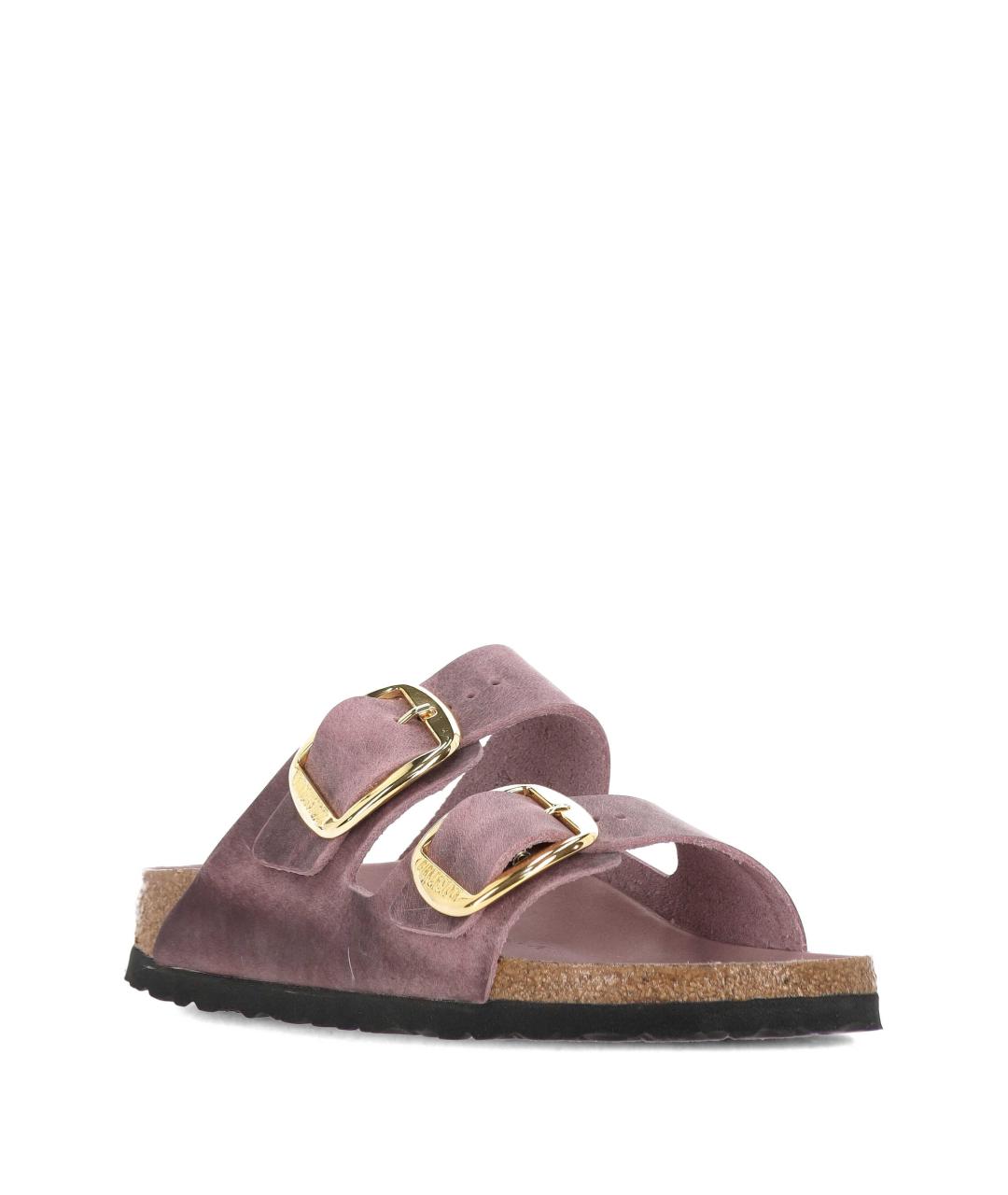 BIRKENSTOCK Фиолетовые кожаные шлепанцы, фото 2