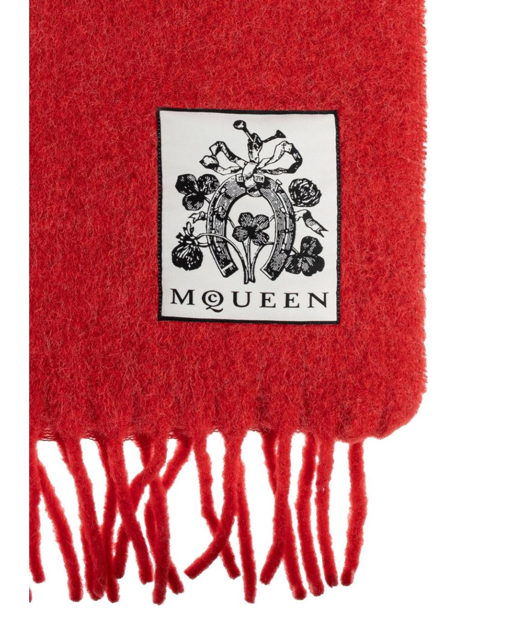 ALEXANDER MCQUEEN Красный шерстяной шарф, фото 3