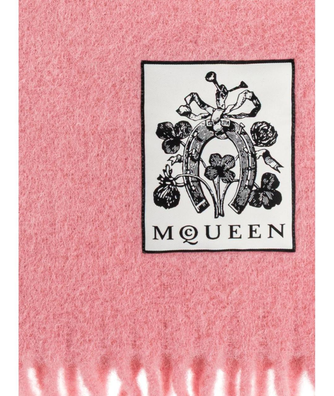 ALEXANDER MCQUEEN Розовый шерстяной шарф, фото 3