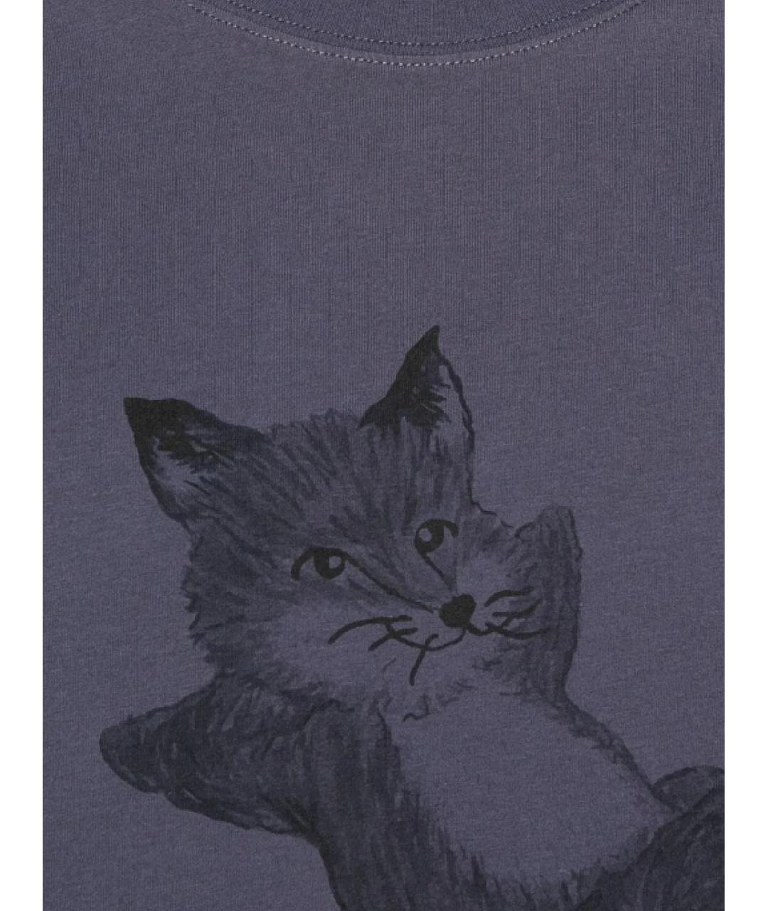MAISON KITSUNE Антрацитовая хлопковая футболка, фото 2