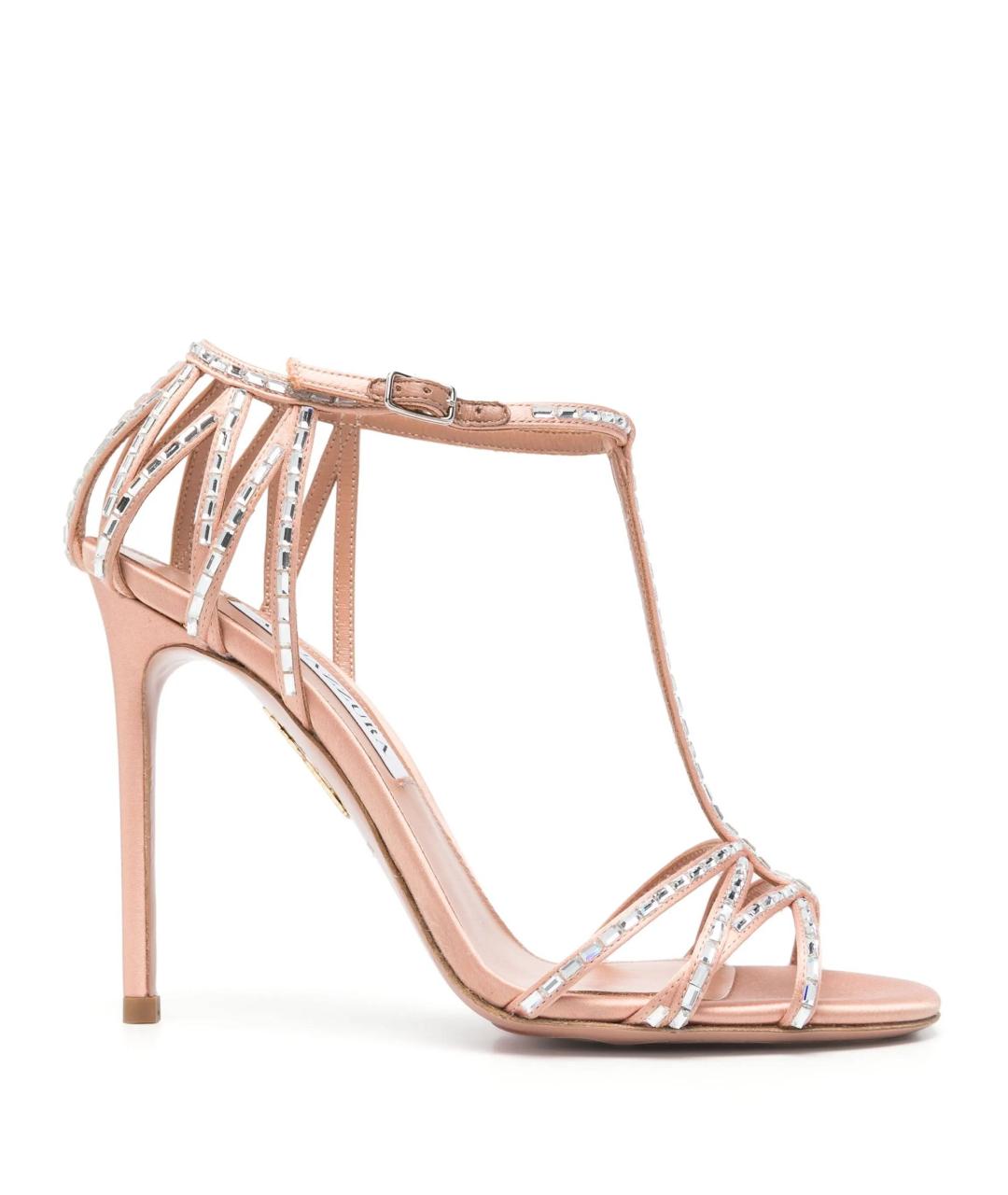 AQUAZZURA Розовые кожаные босоножки, фото 1