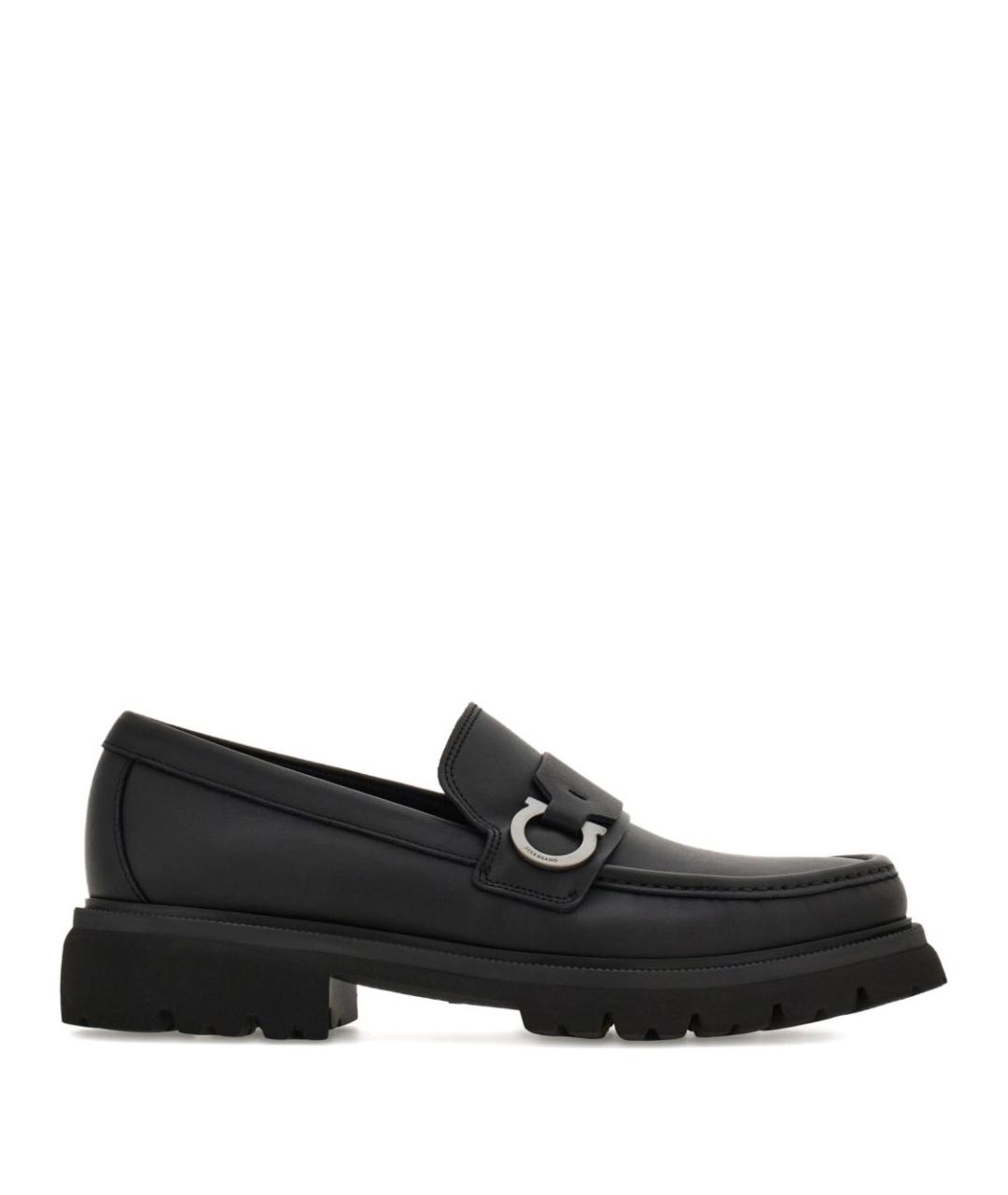 FERRAGAMO Черные кожаные лоферы, фото 1
