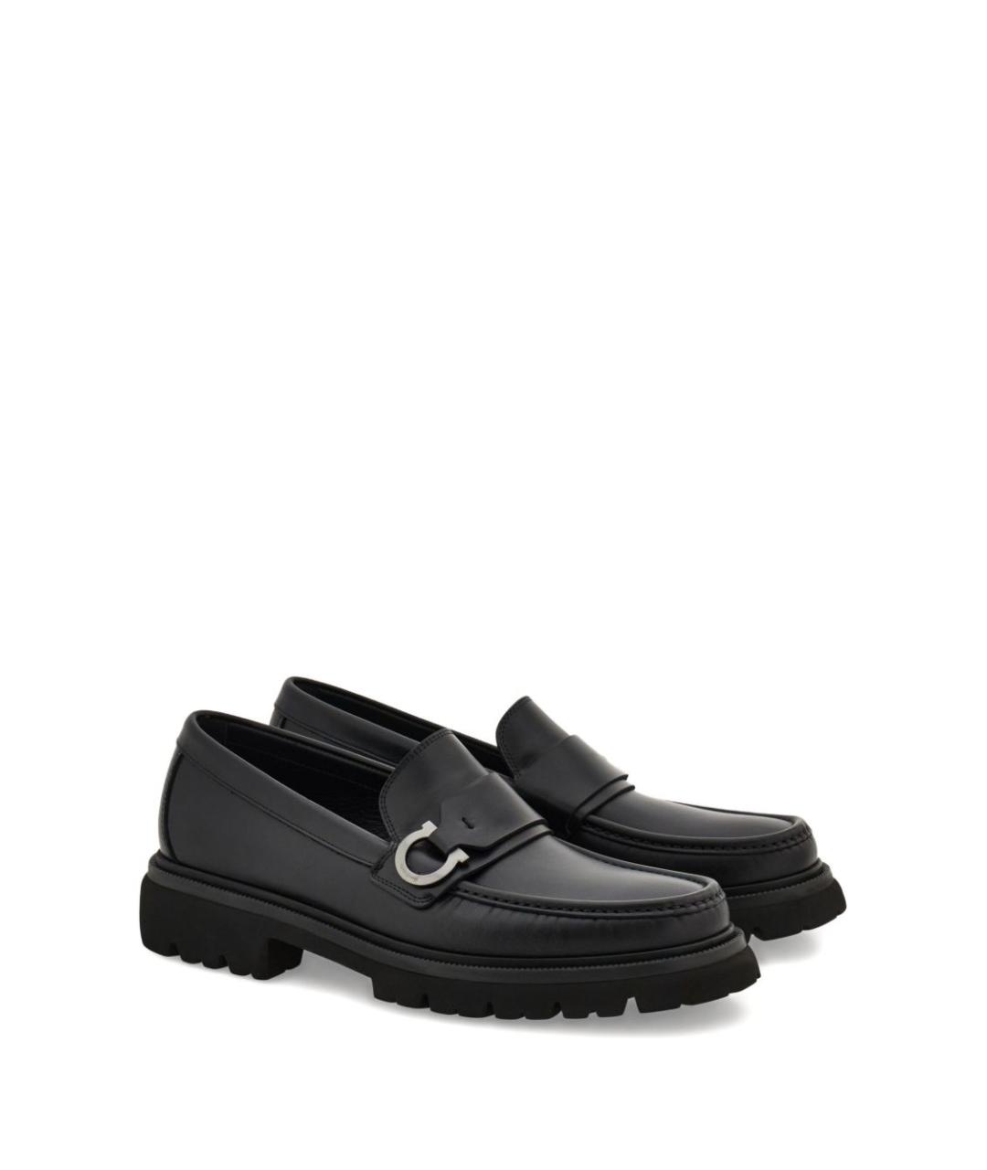 FERRAGAMO Черные кожаные лоферы, фото 2