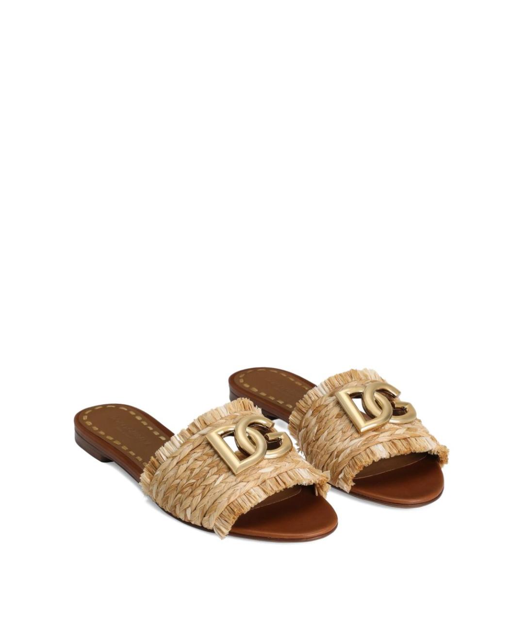 DOLCE&GABBANA Бежевые шлепанцы, фото 2