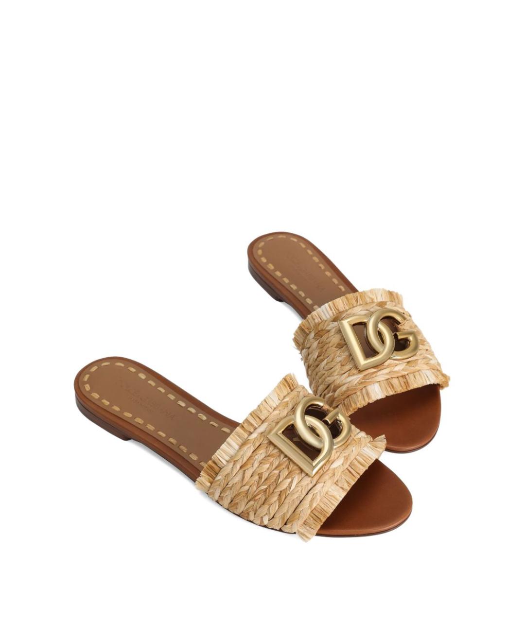 DOLCE&GABBANA Бежевые шлепанцы, фото 3