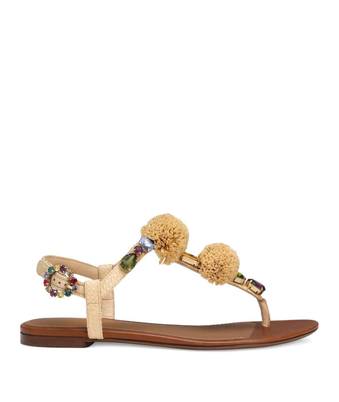DOLCE&GABBANA Бежевые текстильные сандалии, фото 1