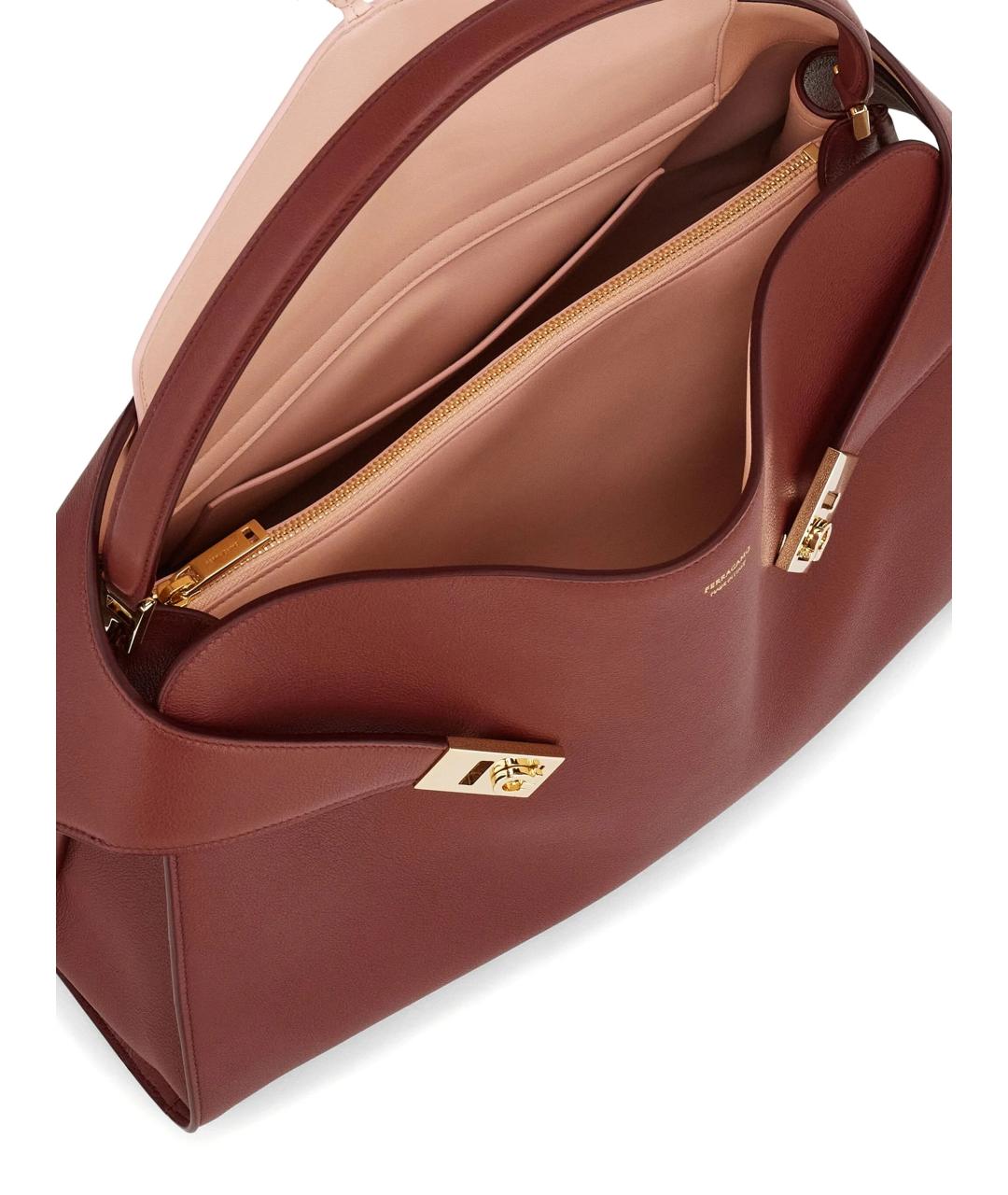 FERRAGAMO Коричневая кожаная сумка через плечо, фото 2